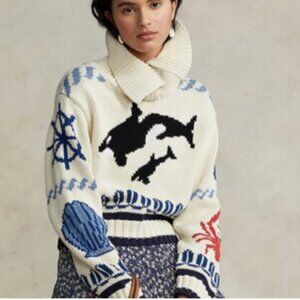 RARE NWT Polo Ralph Lauren Nautical Motif Cotton Sweater Medium SOLD OUT